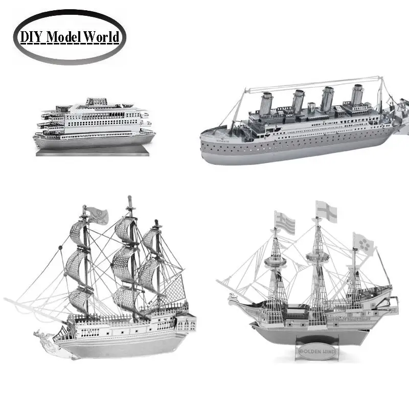 Laser cutting DIY metal model Metal Earth 3D Model Kits Set of 4 boats Commuter Ferry