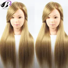 Boli melhor 65cm 100% de alta temperatura fibra loira cabeça formação cabelo cabeleireiro prática treinamento manequim boneca cabeça para venda