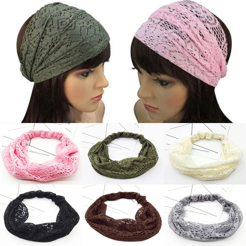 2018 New Women Yoga Lace Hollow Head Wrap Wide Headband Flower Hairband Hair Band Accessories Wholesale And Wholesale  #K29 (16)