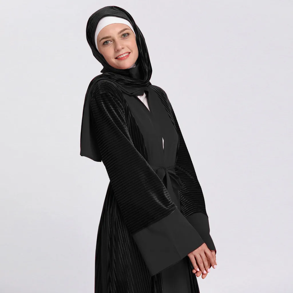 CHAMSGEND мусульманских абаи женское платье Стильный кафтан элегантный женский халат лето плюс размеры с длинным рукавом Дубай домашние