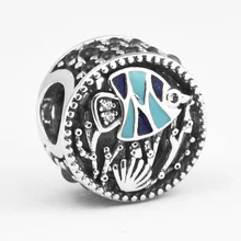 Подходит для бусины Pandora Браслеты океанская жизнь подвески с смешанной эмалью и CZ стерлингового серебра 925-ювелирные изделия