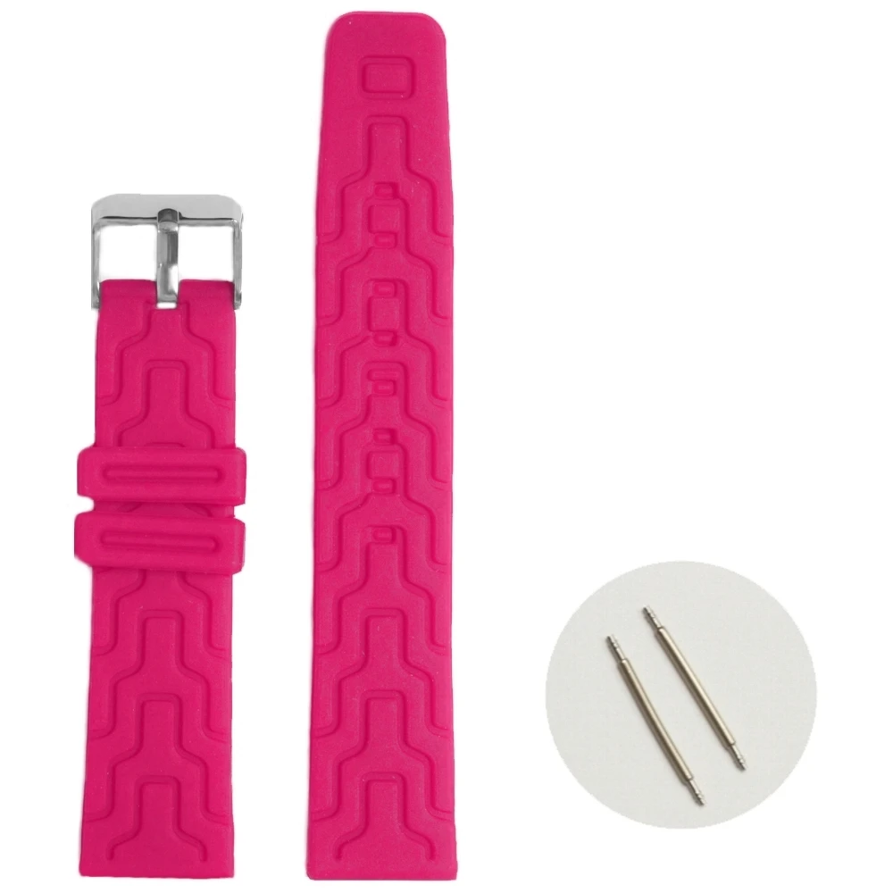 

20mm Magenta Color Charm Pattern Silicone Jelly Rubber Ladies Watch Band Straps WB1088J20JB