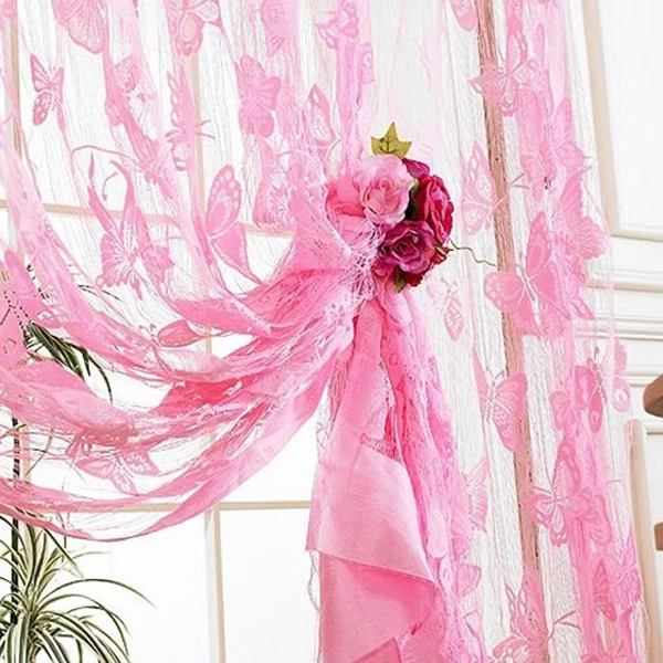 Brand New Butterfly Pattern Tassel String Door Curtain Window Rooms Curtain Divider Scarf