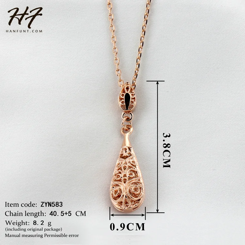 Женское ожерелье с подвеской капелькой цвет розового и белого золота|crystal drop|necklace