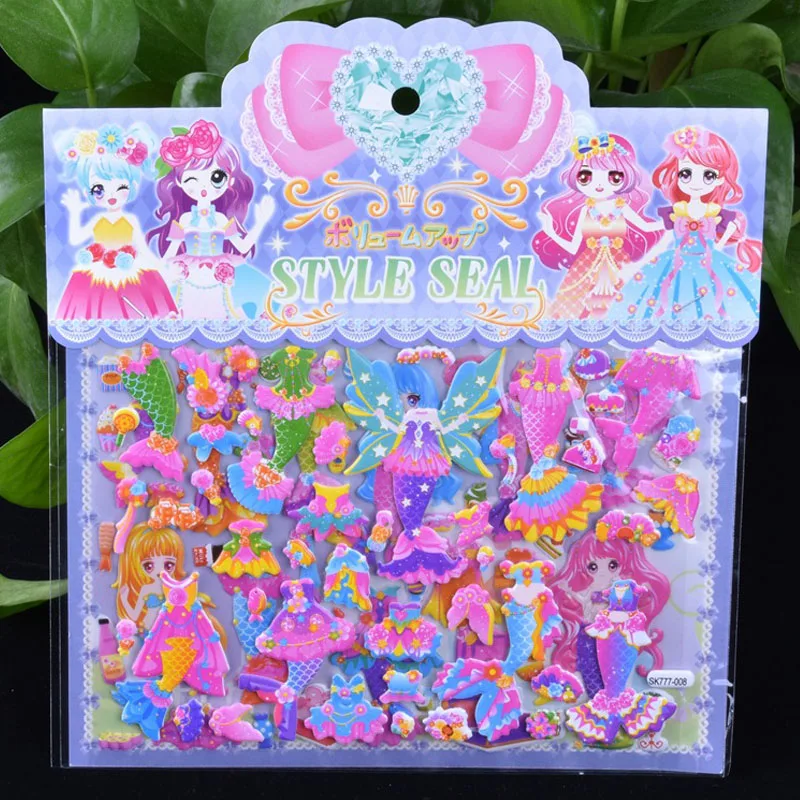 

1pcs DIY Double layer Cute Mermaid/Princess Dress up Sticker For Diary Phone Laptop Book Kids Anime Kawaii Stickers Girl Toys