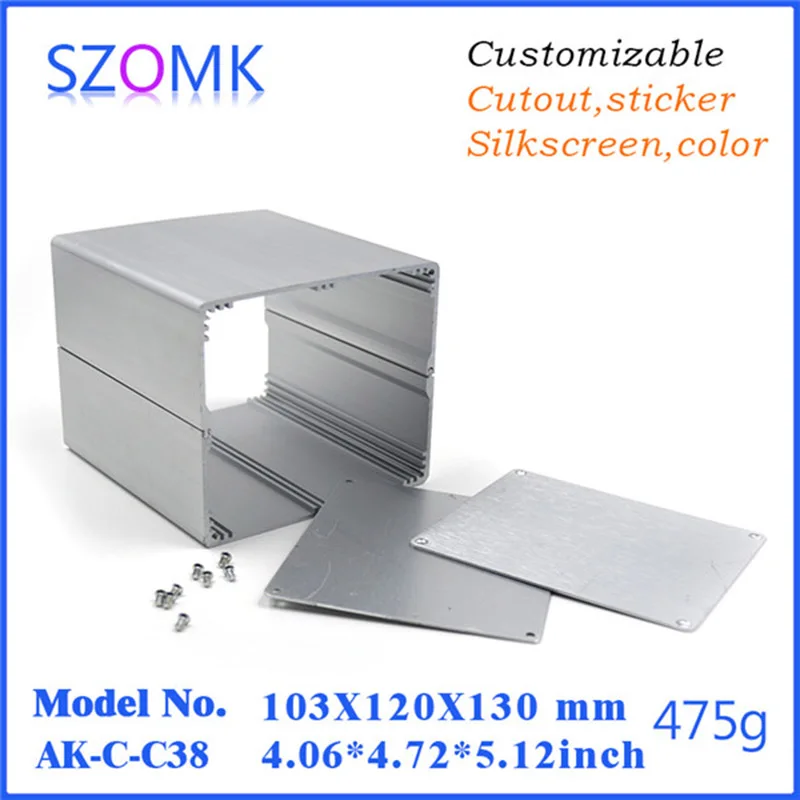 

1 piece, 103*120*130mm silvery anodizing power supply projet box top sales aluminum electronics box for aluminum pcb enclosure