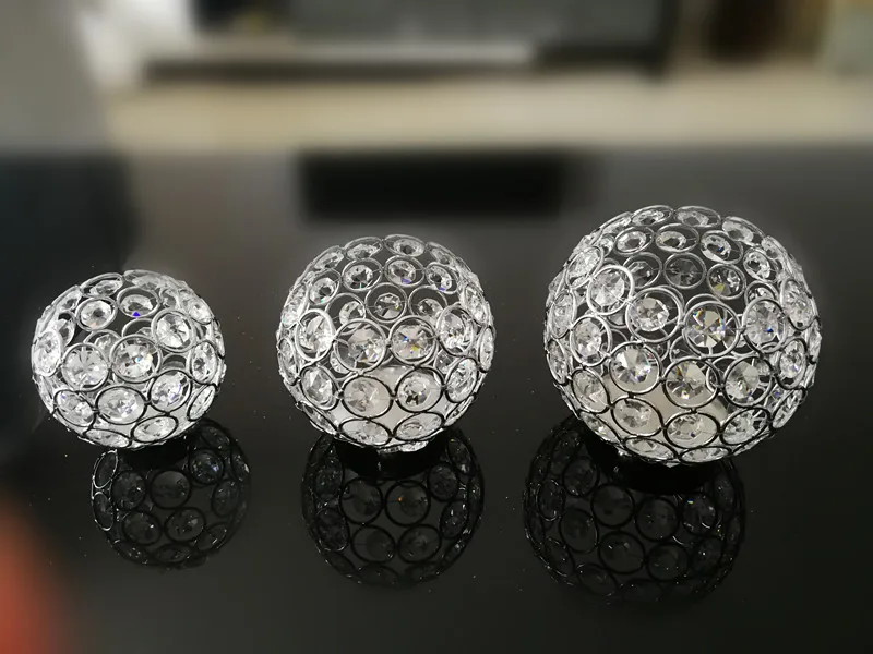 

Free Shipping crystal votive candle holder Silver metal Dia. 10cm Wedding Decoration