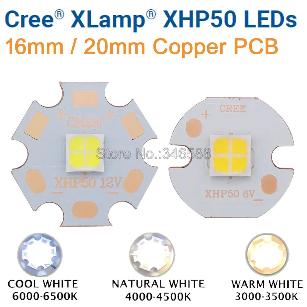 Светодиодный Диод CREE XHP50 холодный белый 6500 К нейтральный 5000 теплый 3000 6 в 12 В 16 мм 20