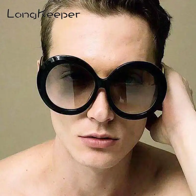 Солнцезащитные очки LongKeeper uv400 женские Круглые большие градиентные чёрные