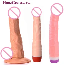 HoozGee Реалистичным Фаллоимитатор Вибратор Секс-Игрушки для Женщины Секс Машины Волшебная Палочка Вибрационный Донг с Сильным Присоской для Рук-бесплатная