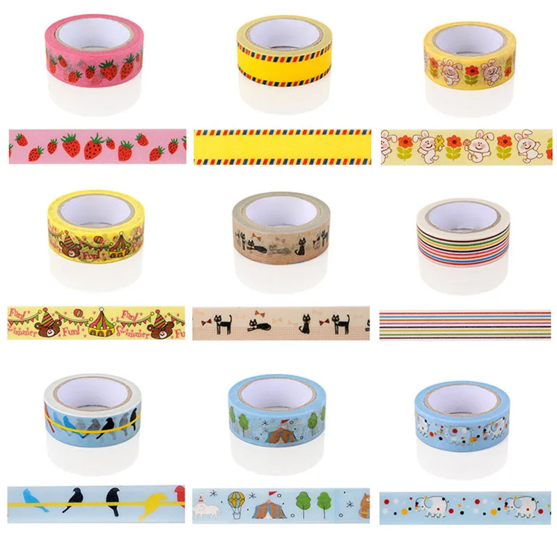 Japanese Adhesive Washi Tape Cute Anime Washitape Kawai Fabric Wash Papeleria School Stationery