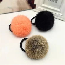 Довольно Милые Pom Pom Шары Резинки Для Волос Новая Мода мягкие безопасные для Кожи Пушистый Искусственного Меха Кролика Hairband Волос Веревки для женский