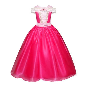 

Girls Sleeping Beauty Princess Cosplay Party Dresses Children Sleeveless Aurora Costume Clothing Kids with Cap for Christmas