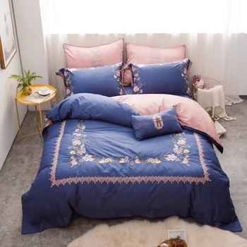 

Luxury embroidery Bedding Set blue,green Bedspread Luxury Duvet Cover Double Bed Sheets Linens Queen King wedding Bedclothes