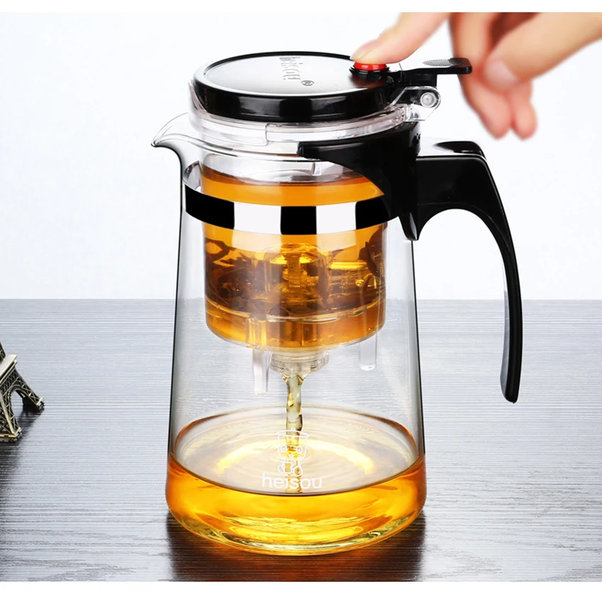 High quality Heat Resistant Glass Teapot Chinese kung fu Tea Set Puer Kettle Coffee Tea Infuser Convenient Office Tea PotA2