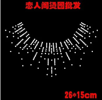

Free Shipping hotfix rhinestone iron on transfers design neckline image for woman's clothing