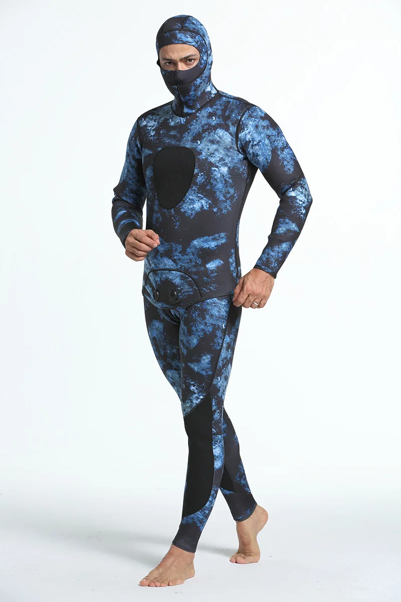 5 мм камуфляж из двух частей мужской водонепроницаемый теплый рыболовный костюм и серферов с неопреновый костюм для дайвинга
