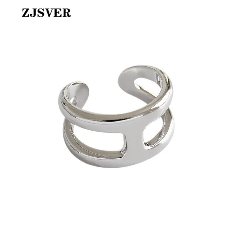 

ZJSVER 925 Sterling Silver Ring Korea Style H Shape Double Layer Women Rings For Birthday Or Festival Present Wholesale Jewelry
