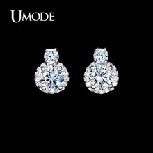 UMODE женские модные ювелирные изделия магазины белого золота цвет пост серьги с прозрачными AAA+ CZ серьги-гвоздики AUE0095