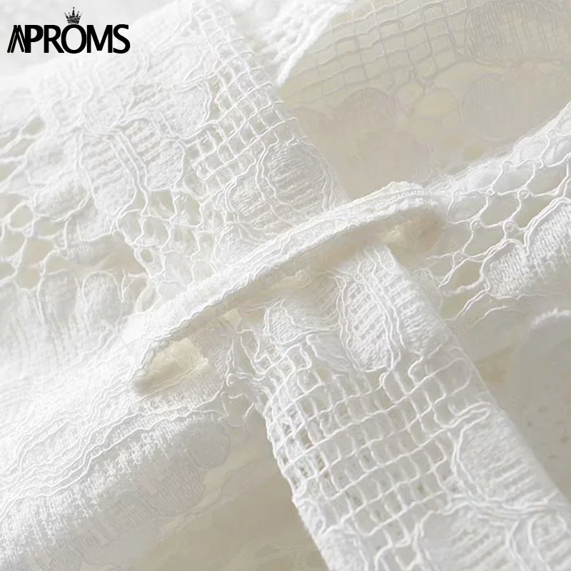 Aproms, винтажные кружевные вышитые белые мини-платья для женщин, летние, с квадратным вырезом, с поясом, облегающие, вечерние, уличная одежда, сарафаны для женщин