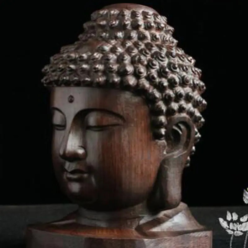 Creativa nueva estatua de Buda de madera Sakyamuni Tathagata estatuilla caoba India Buda cabeza estatua artesanías adorno decorativo