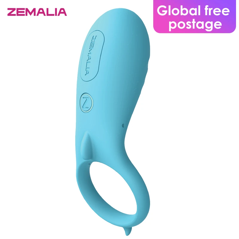 ZEMALIA Azure Soft Silicon Vibrating Cock Ring Penis Ring Vibrator Cockring Sex Toys for Men Adult Toy Sex Products for Couples