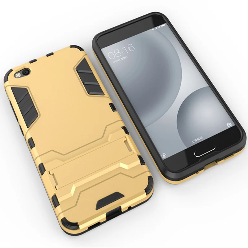 2 in 1 Hard PC + Soft Silicone TPU Rugged Rubber Kickstand Case For Xiaomi Mi5C Matte Armor Shockproof Phone Holder Cover Shell (4)
