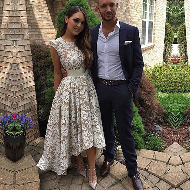 15-1   Prom Dress Champagne A line Ivory Lace Prom Dresses Simple Evening Gowns Long Formal Evening Dress Women Prom Party Dresses