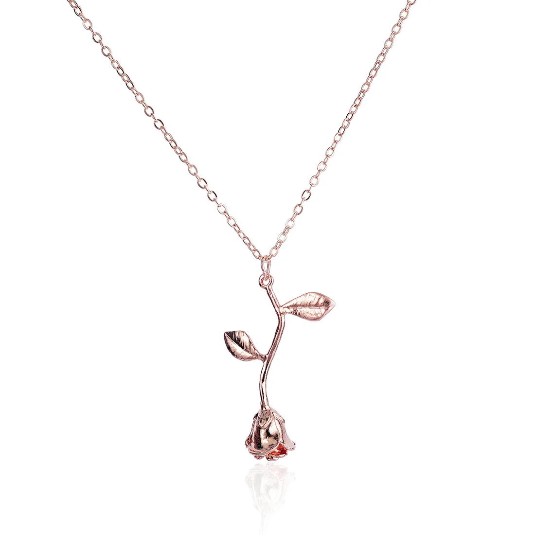 Новинка, изысканное розовое ожерелье с кулоном для девушки, подарок на день Святого Валентина, очаровательное милое женское ювелирное ожерелье - Окраска металла: Rose gold