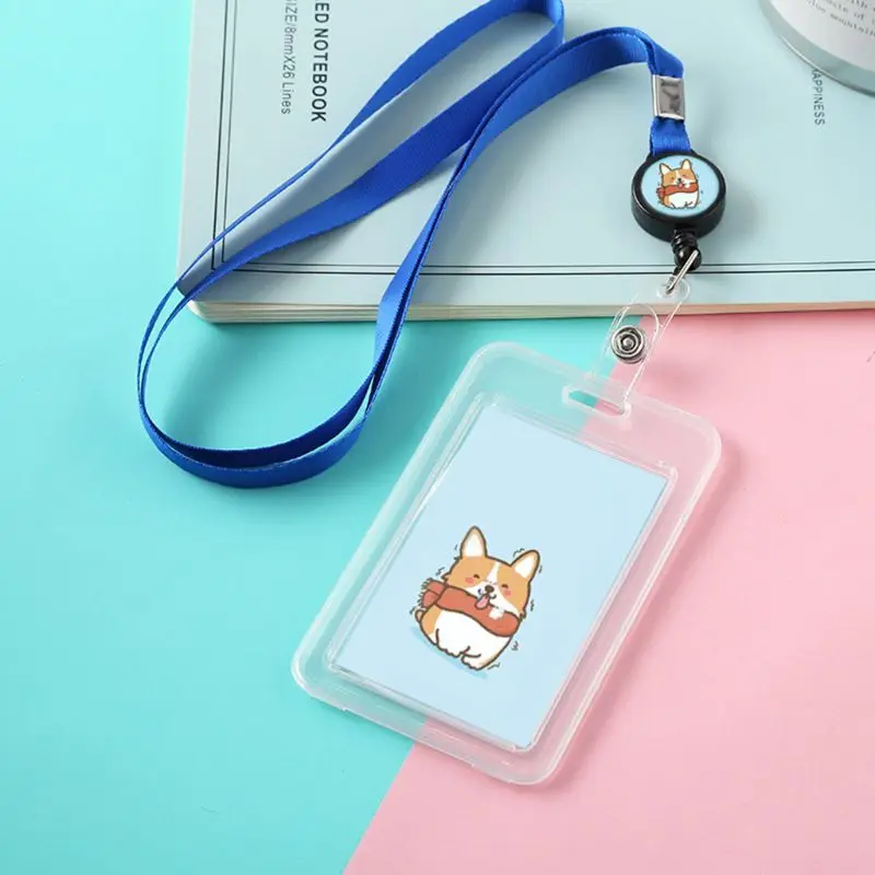 

Cartoon Plastic Bus ID Card Holder Case Badge Retractable Reel Neck Strap Lanyard