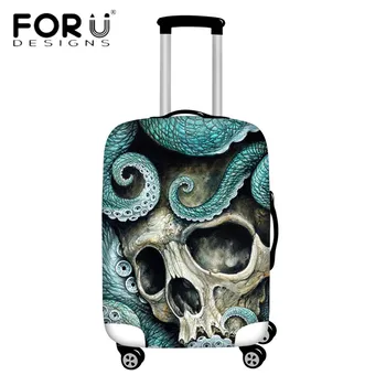 

FORUDESIGNS Vintage Punk Skull Print Suitcase Covers Elastic Dustproof Luggage Protective Covers for 18-32 Inch Case with PU Tag