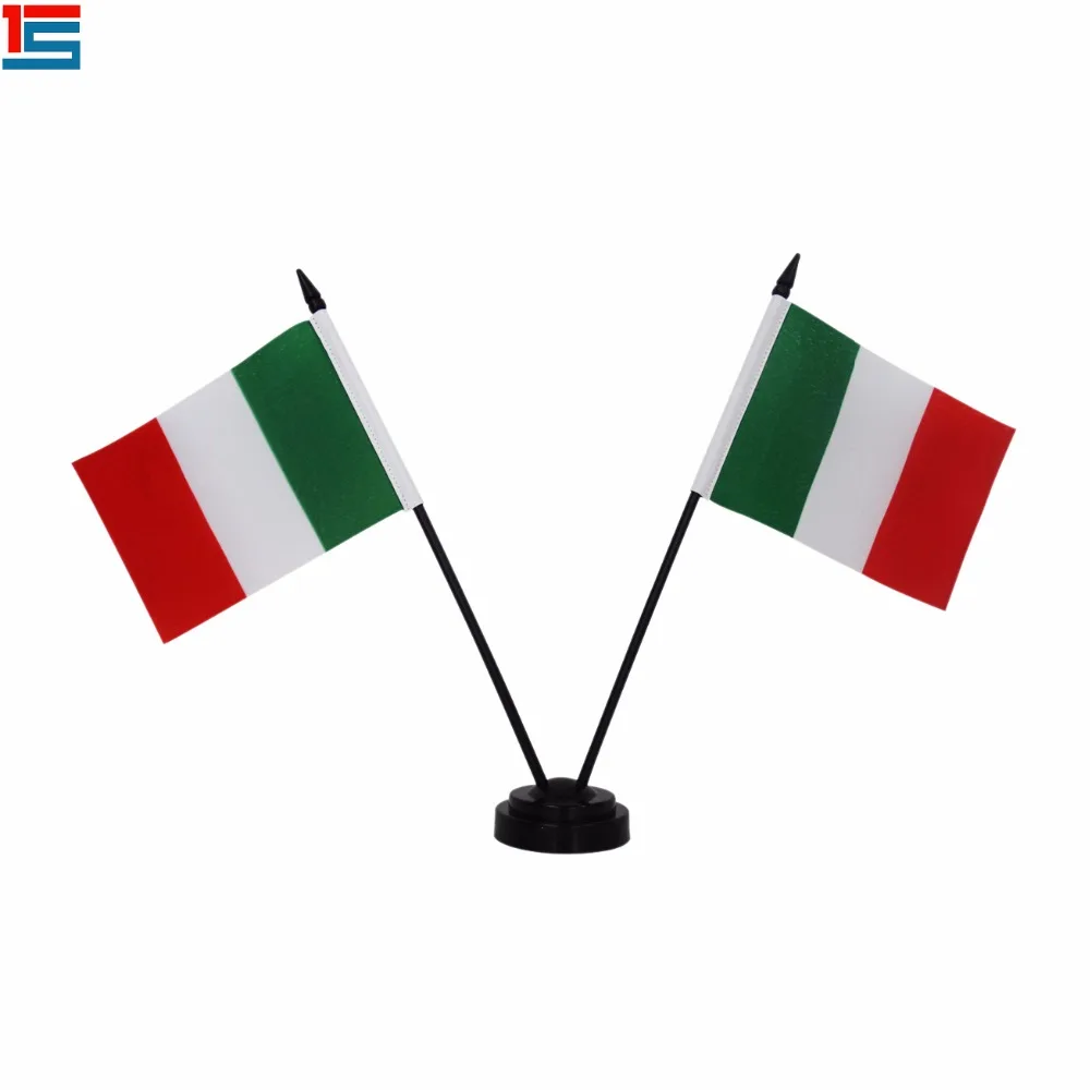

Customized country Mini desk flag Italy table flag with plastic poles and black base