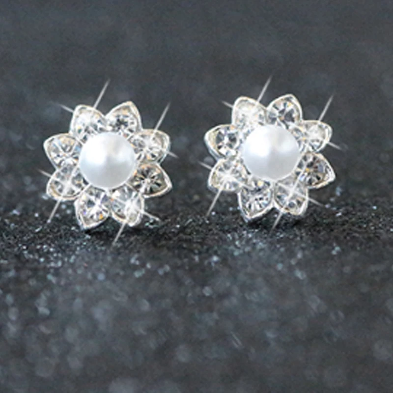 New Fashion Exquisite Stud Earrings Cute Cherry Star Crown Crystal Imitation Pearl For Women Piercing Jewelry Brincos Gift