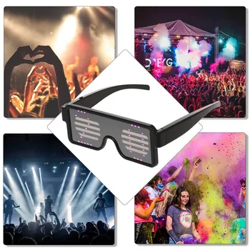 

Newest 8 hours 8 Modes Quick Flash Led Party Glasses USB charge Luminous Glasses Christmas Concert light Toys Nightclub Concert