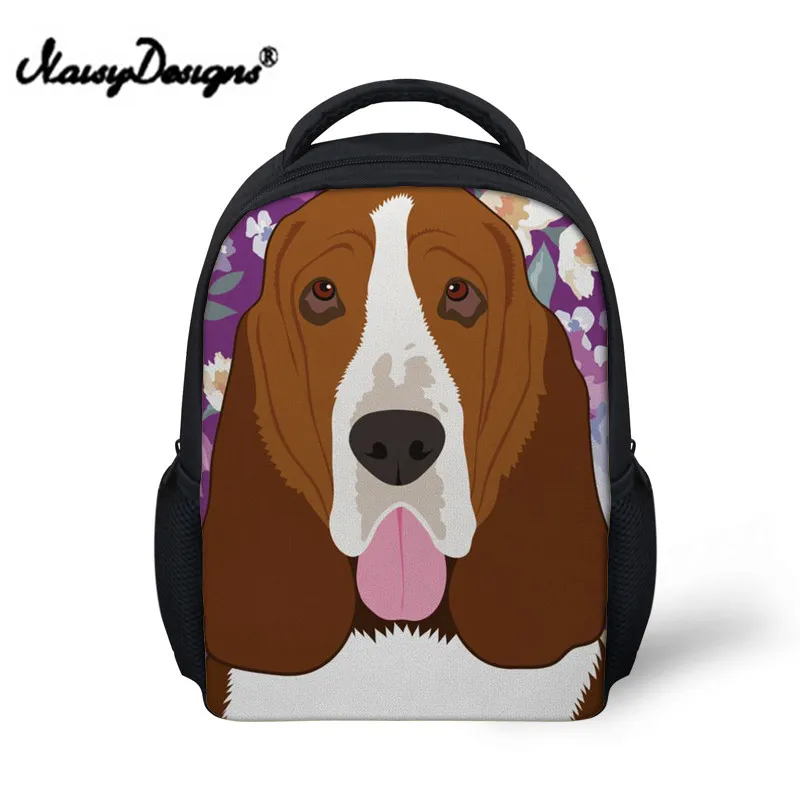 School Bags for Kids Girls Basset Hound Dog Printing Small School Book