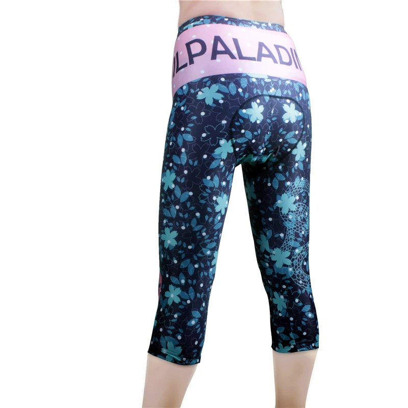 ILPALADINO Women Pro 3D Padded Gel Bicycle Cycling Trousers Floral Print Maillot Cycling Pants Mountain Bike Tight Cropped Pants