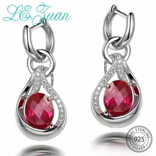 L& Цзуань S925 стерлингового серебра 5.82ct Ruby Red кварц цветок серьги украшения для серебра Длинные Висячие Серьги Fine Ювелирные изделия с драгоценными камнями