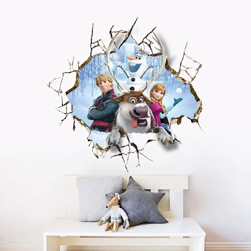 

60cm Disney Frozen Sticker 3D Movie Character Wallpaper Bedroom Decoration PVC Waterproof Self-adhesive Paper Children's Gifts