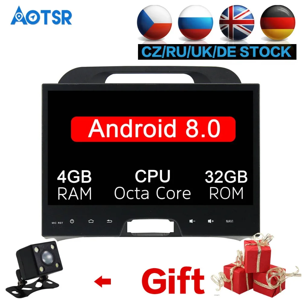 Автомобильный DVD плеер 10 2 дюймов Android 8 4 + 32 ГБ GPS навигация для KIA SPORTAGE 2010 2012