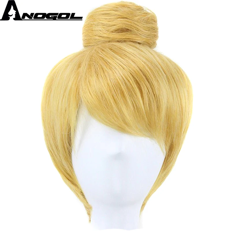 Anogol Side Part High Temperature Fiber Bell Yellow Princess Fancy Dress Cosplay Wig For Halloween