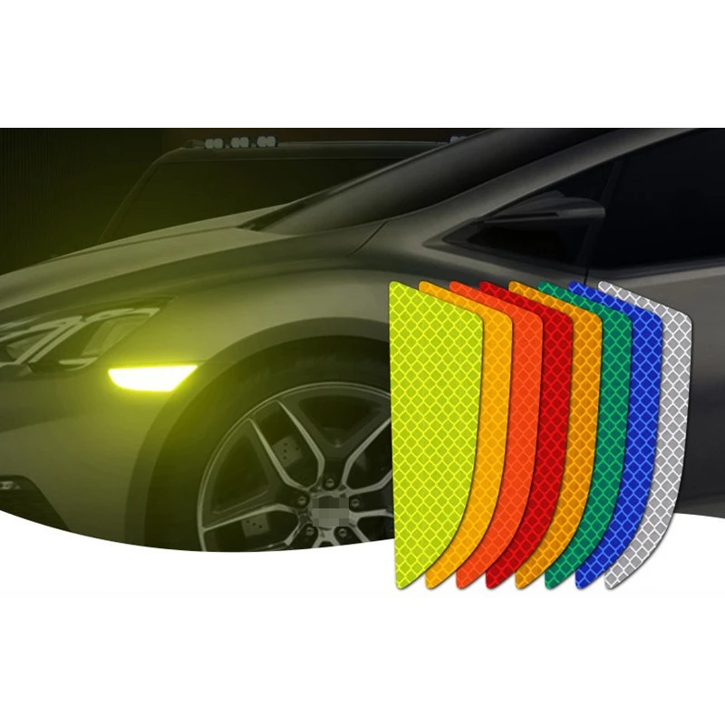 2pcs Car Warning Strip Reflective Stickers Front Bumper Light Reflector