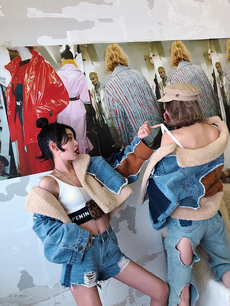astounding  SHENGPALAE Winter Spring 2020 Streetwear Style Patchwork Turn-down Collar Open Stitch Women Female 