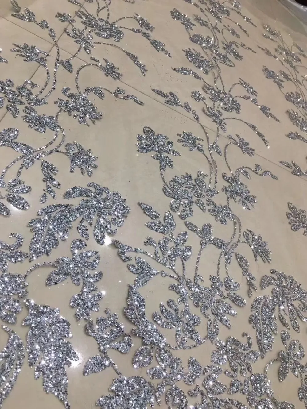 5yard/lot african glitter lace fabric ZH 122317 embroidered tulle lace