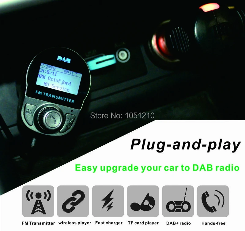 Ouchuangbo DAB + Автомобильный цифровой радиоприемник для прикуривателя с антенной android