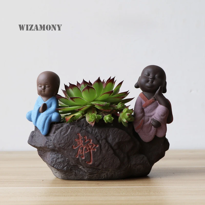 WIZAMONY 1 комплект! Горящая распродажа мини керамика маленький монах китайский