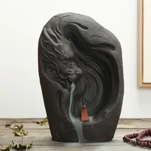 Керамический обратный поток ладан горелка творческий домашний декор дракон ладан держатель курильница с хрустальным шаром+ 10 шт. благовоний конусов