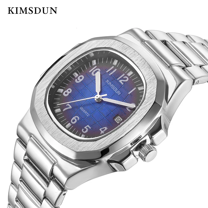 

KIMSDUN Men New Fashion Quartz Canvas Steel Strip Waterproof Date Style Watch black Blue White Classic Luxury brand Men Watches