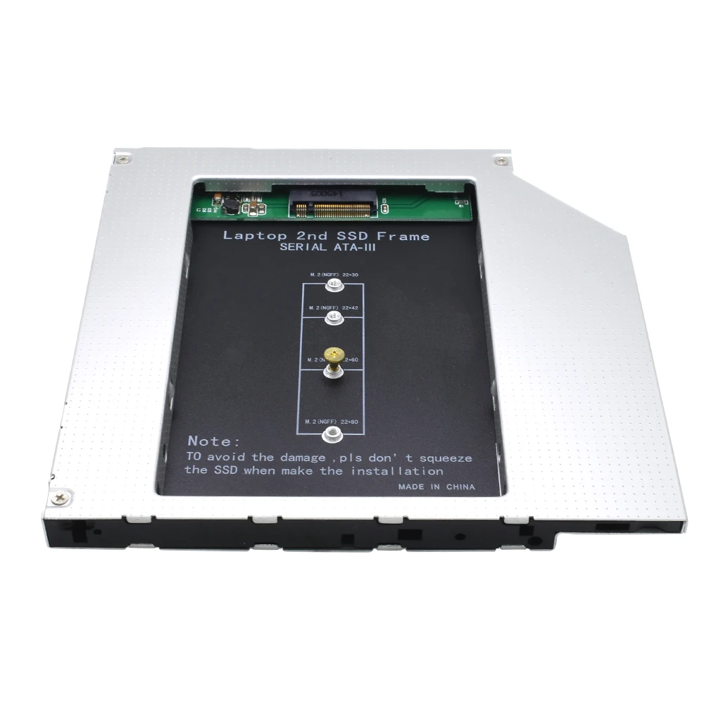 TISHRIC 2nd HDD Caddy 9,5 мм алюминиевый чехол Корпус жесткого диска адаптер Dvd hdd для M2 NGFF SSD ноутбук CD-ROM
