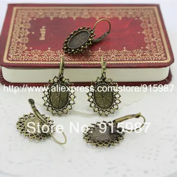 

Sweet Bell 20pcs/lot Fashion Vintage Adjustable Stud earrings Ba10*14mm Antique Bronze Cabochon earrings Bases E3013