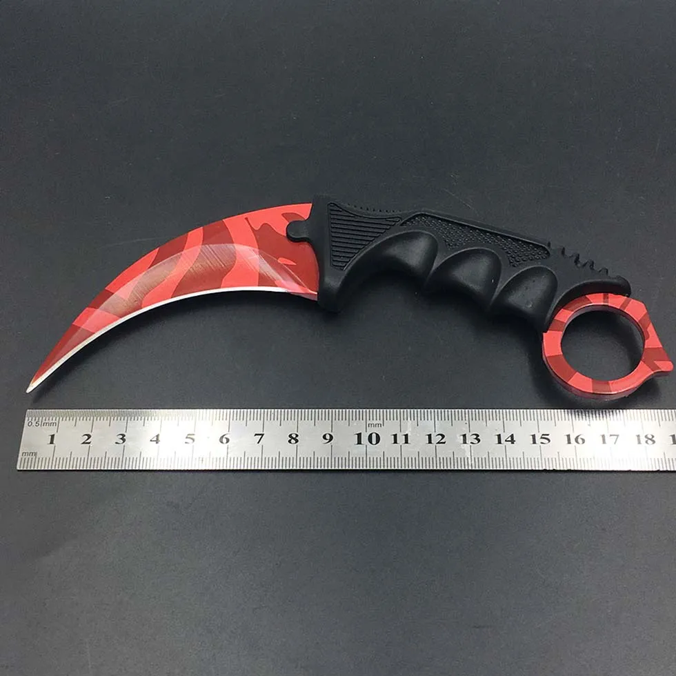 CS GO нож-Коготь Karambit, нож для шеи с ножной, Тигриный зуб, настоящий игровой нож, красный, синий, золотой цвета, Походный нож - Цвет: Butcher color